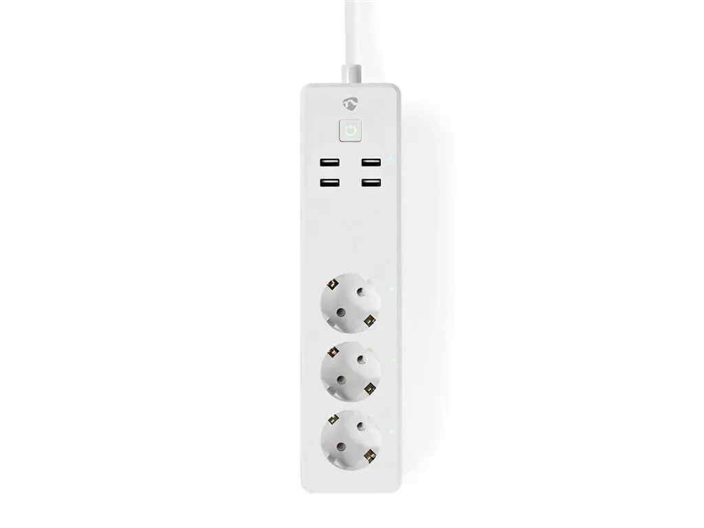 Prelungitor Smart WiFi 3 prize schuko 4x USB 1.8m 3680W 16A Nedis