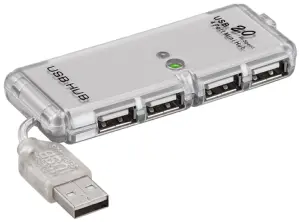 Hub 4 port USB 2.0 HI-SPEED 480MB/s gri cablu 6cm 68879 Goobay