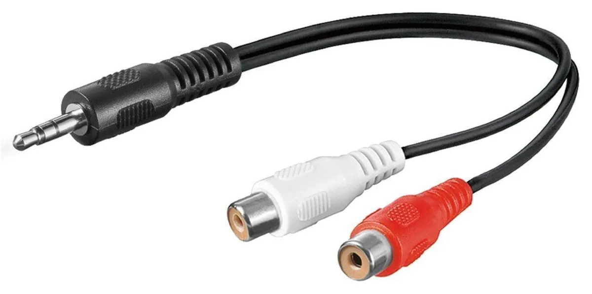 Cablu adaptor audio Jack 3.5 mm stereo tata - 2x RCA mama 20cm