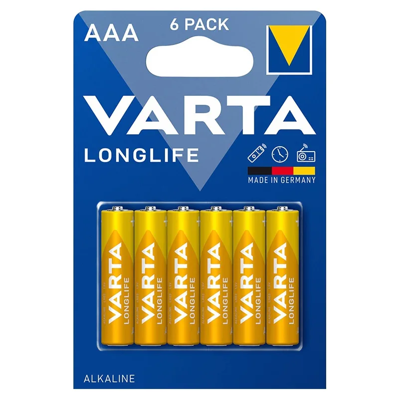 Set 6 baterii alcaline LONGLIFE AAA LR03 6buc VARTA