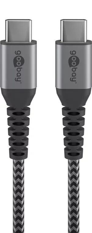 Cablu textil USB TYPE C tata-tata 0.5m 3A mufe metalice argintiu Goobay