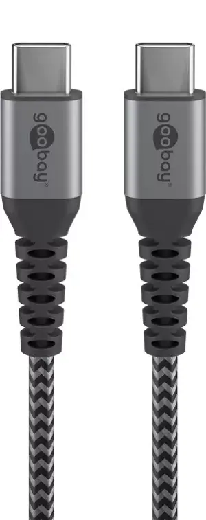 Cablu textil USB TYPE C tata-tata 0.5m 3A mufe metalice argintiu Goobay