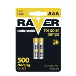 Set acumulatori NIMH RAVER AAA R03 400mA 1.2V pentru lampi solare 2buc