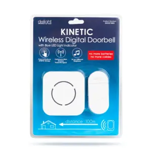 Sonerie wireless Kinetic fara baterii 1 buton +1 receptor alb delight 55331WH