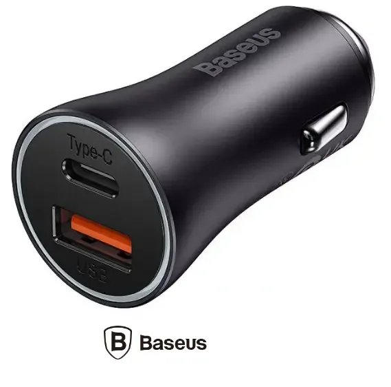 Incarcator auto Baseus CGJM000113 Golden Contactor Max Quick Charge 60W 1x USB 5V/3A 1x USB Type-C gri