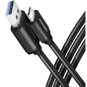 Cablu USB type C - USB-A 2m USB 3.2 Gen1 3A impletit negru Axagon BUCM3-AM20AB