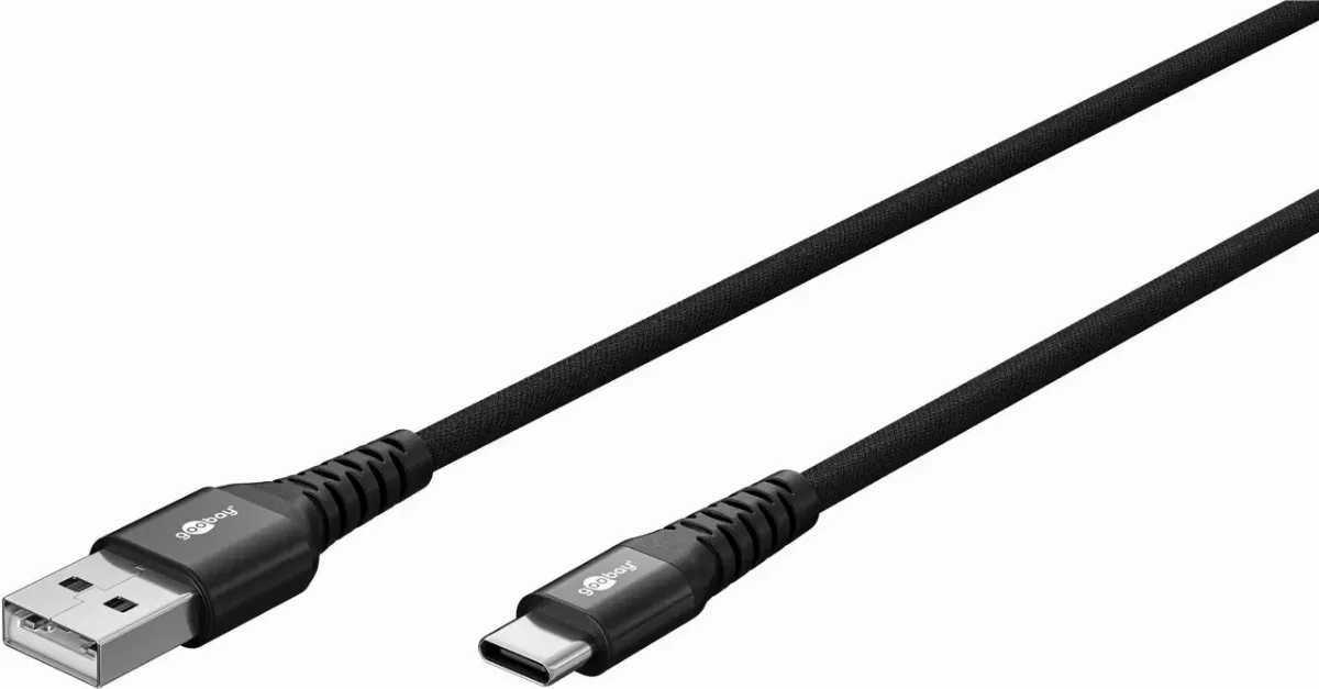 Cablu extrem de flexibil din silicon si textil 3m USB-C 3.1 - USB-A 3.0 Supersoft cu mufe metalice 3A 15W Goobay 74528