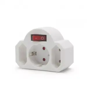 Distribuitor triplu 1x Schuko +2x Euro de perete 16A 3500W cu intrerupator delight