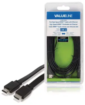 Cablu HDMI tata - HDMI tata plat 2m 4K High Speed cu Ethernet Valueline