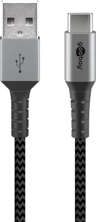 Cablu USB type C la USB-A 2.0 0.5m invelis textil cu conector metal 3A 60W 49295 Goobay