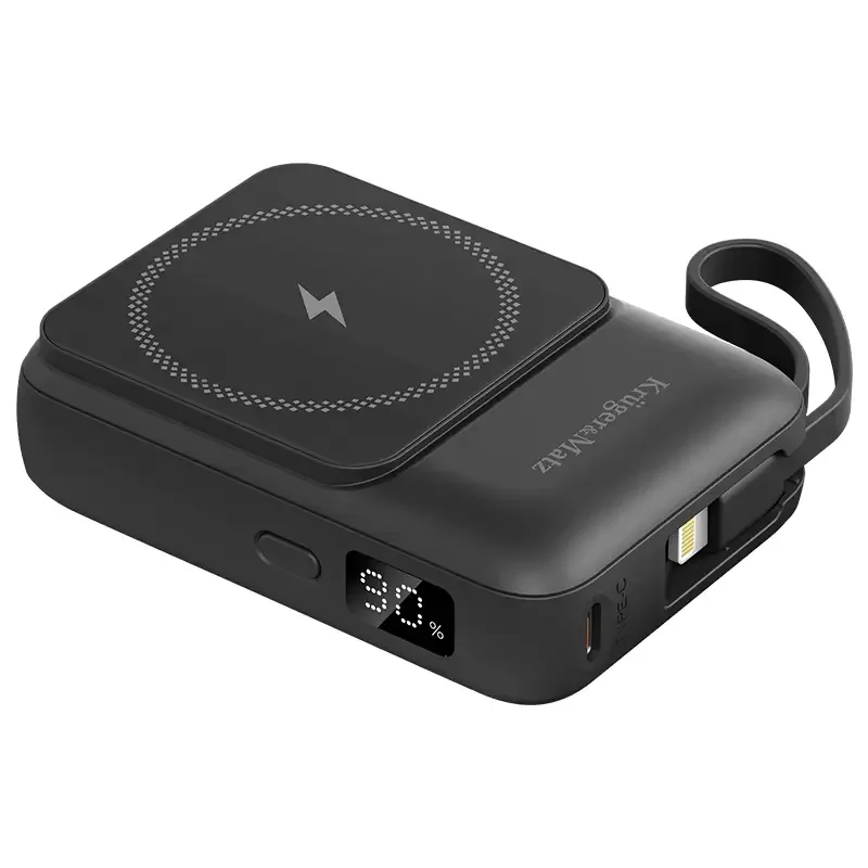Power Bank inductie Kruger&Matz KM0913-B 10000mAh Li-ion Mag Safe wireless 15W / USB-C 20W /USB-A 22.5W / Lightning 10W