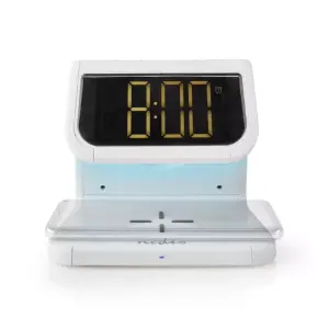 Ceas cu alarma Nedis incarcator wireless Qi lumina multicolora alb