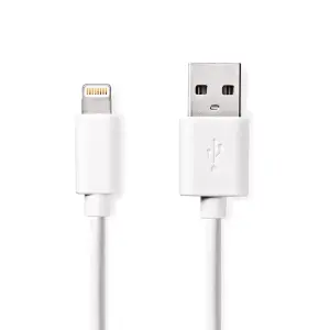 Cablu incarcator/date Apple Lightning 8-Pini - USB-A tata 1m 2.4A alb Nedis