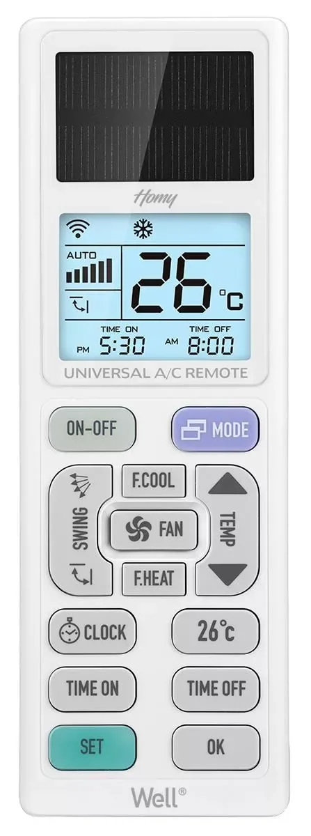 Telecomanda universala pentru aparate de aer conditionat Well Homy cu panou solar