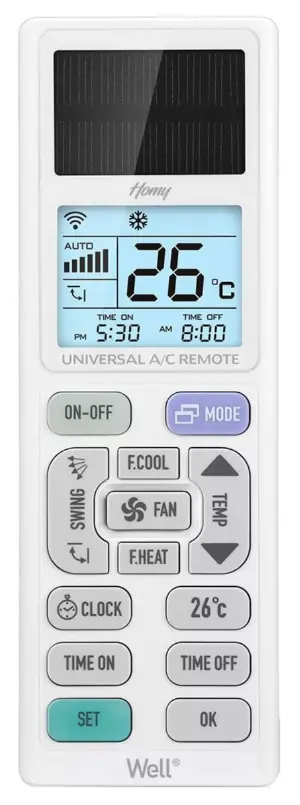Telecomanda universala pentru aparate de aer conditionat Well Homy cu panou solar