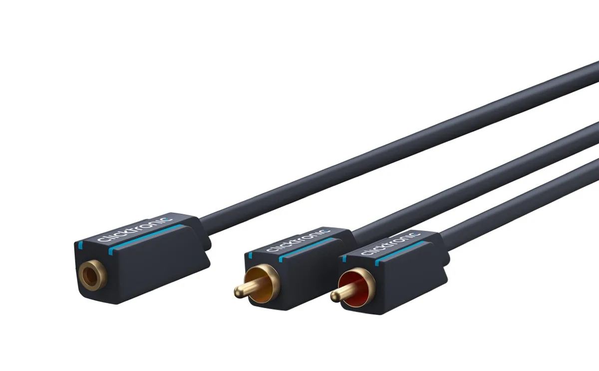 Cablu adaptor Profesional Jack 3.5 mm mama - 2x RCA tata OFC cupru 10cm dublu ecranat aurit Clicktronic 70493