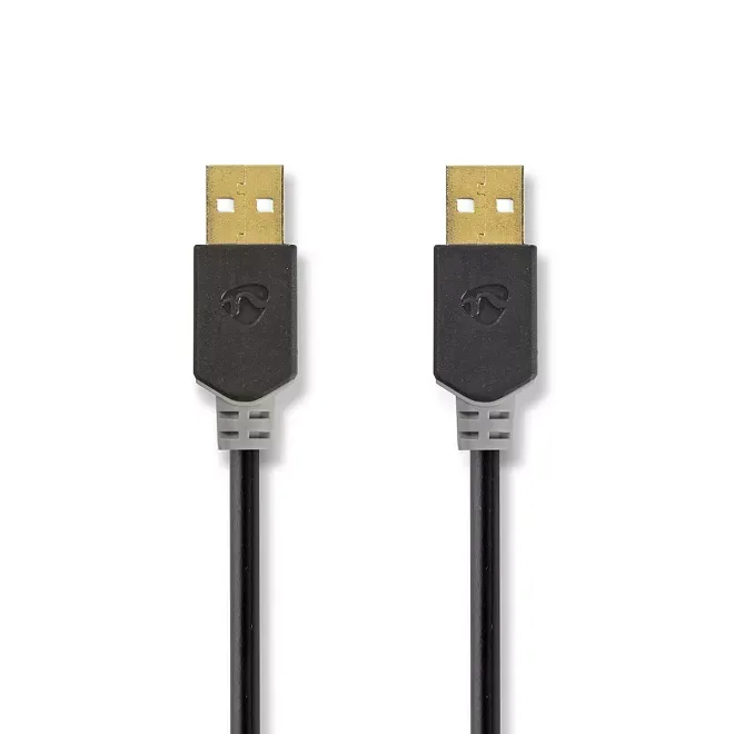 Cablu USB 2.0 A tata - A tata 2m Hi-Speed 480Mbps antracit Nedis