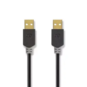 Cablu USB 2.0 A tata - A tata 2m Hi-Speed 480Mbps antracit Nedis