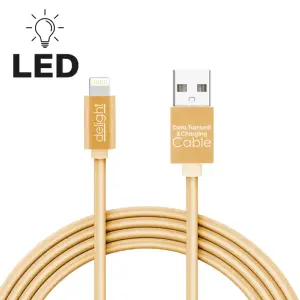 Cablu date incarcare iPhone lightning lumina LED 1m Delight auriu