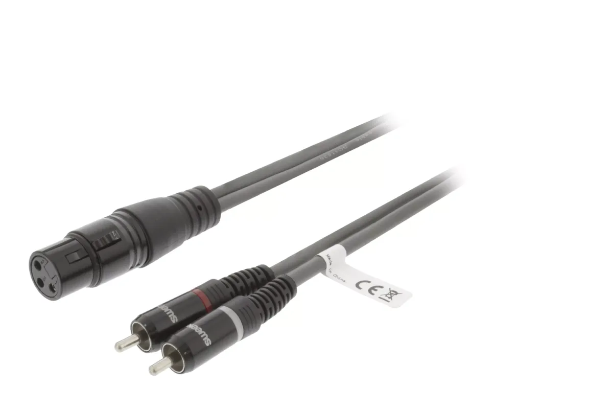 Cablu audio Stereo XLR 3-Pini mama - 2x RCA tata 3m gri Sweex