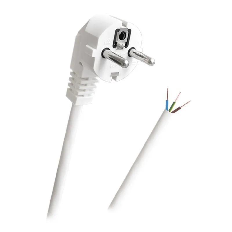 Cablu electric cu stecher Schuko si capat dezizolat 3x1mm 3m alb PS3X1-3