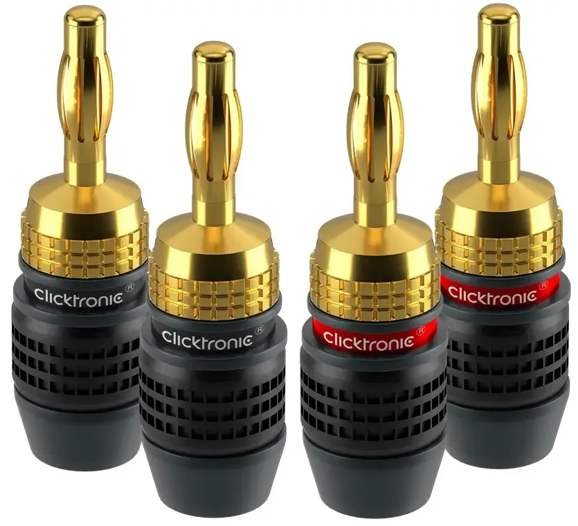 Set 4 mufe Banana 4mm Premium Clicktronic Conexiuni Audio de Inalta Calitate pentru cablu 6.0mm2 52546
