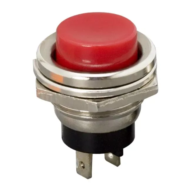 Buton 1 circuit Push ON 2A 250V OFF-(ON) fara retinere rosu 09065PI