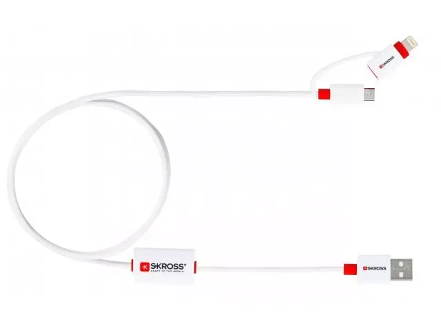 Cablu USB Skross Buzz Line A tata - micro USB A tata 1m alb