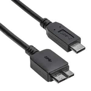 Cablu USB3.0 USB B micro mufa tata - USB type C mufa tata nichelat 1m negru AKYGA AK-USB-44