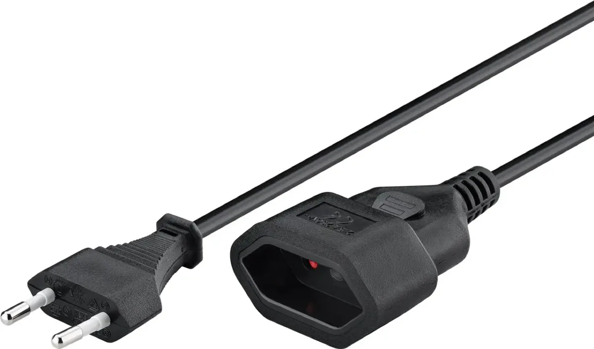 Prelungitor Euro Tip C CEE 7/16 mama-tata 2m negru 2x0.75 mm Goobay 64616