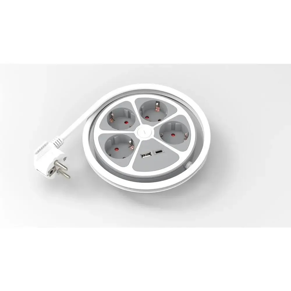 Prelungitor 4 prize 1x USB-A + 1x USB-C 20W cablu 3x1.5mmp 1.4m 3500W alb Technik TPR4W+USB EXTS-4S1.4M/USBC2-THK