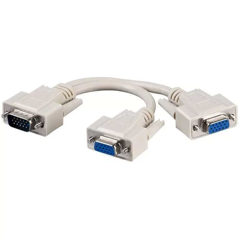 Splitter VGA 15pini tata la 2x VGA mama 15pini crem Goobay