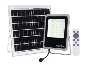 Proiector solar Well 100W 1200lm lumina rece 6500K cu panou solar 15W 350x350x17 mm