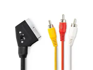 Cablu SCART - 3x RCA tata 2m negru CVGT31130BK20 Nedis