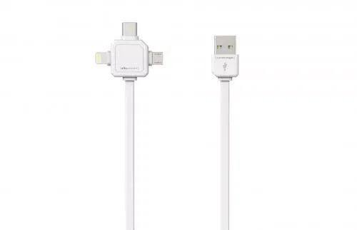 Cablu USB Type C micro USB Lightning 1.5m alb Allocacoc