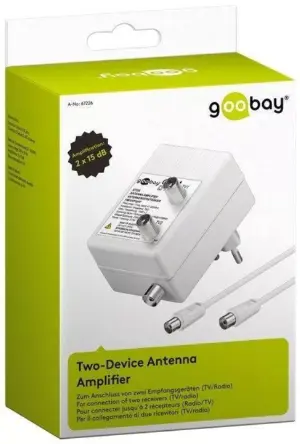 Amplificator semnal TV/antena DVB-T DVB-T2 DVB-C 2x 15dB Goobay