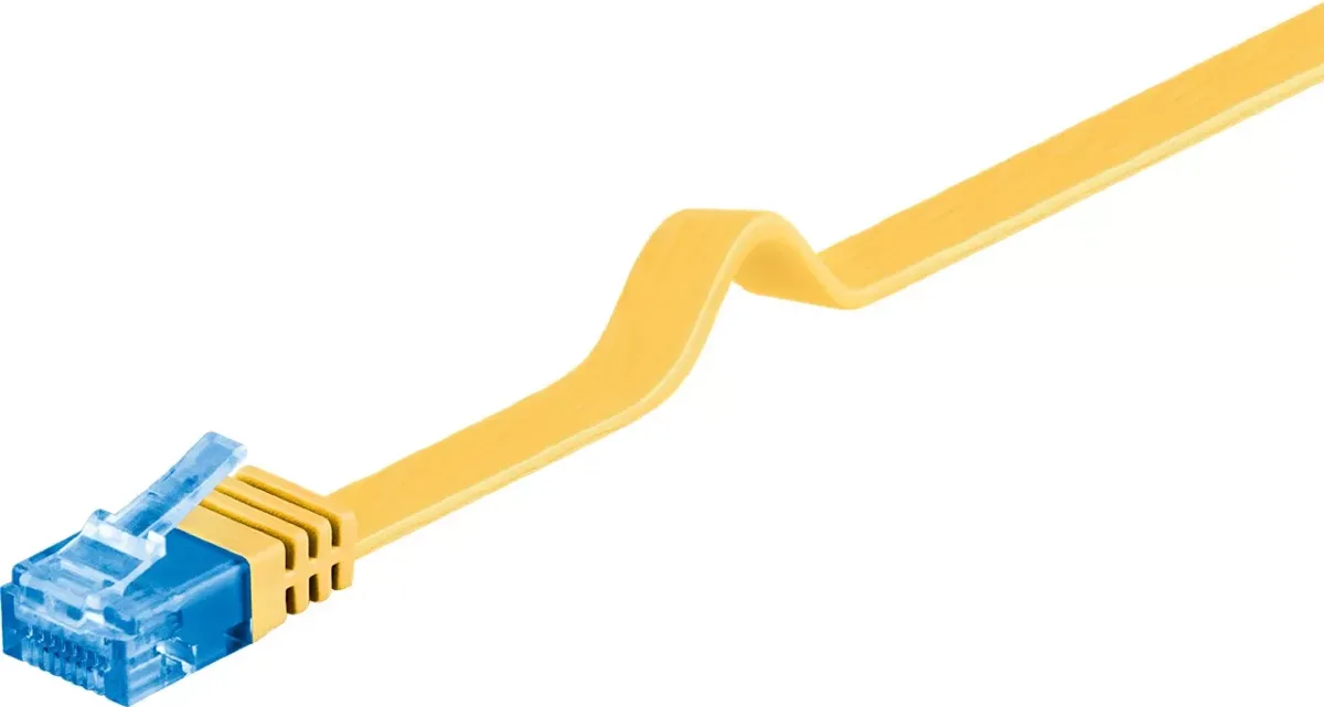 Cablu plat Cat6A UTP 3m 500MHz RJ45 cupru galben Goobay