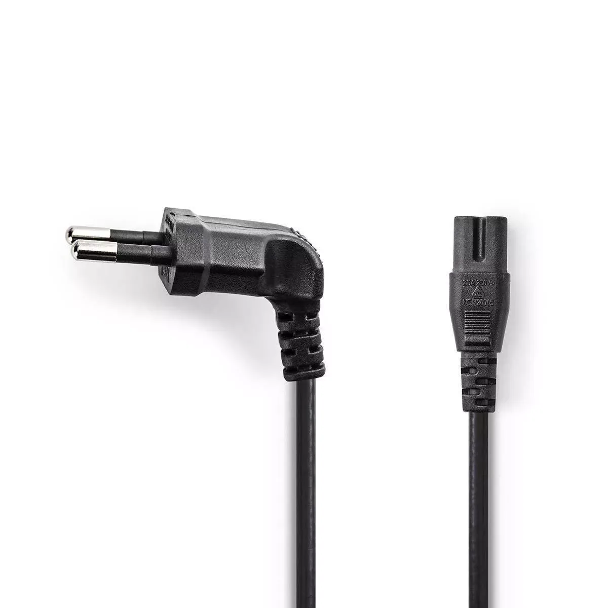 Cablu alimentare Euro cotit tata - 2 pini IEC-320-C7 2m Nedis