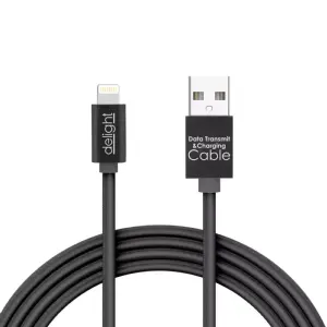 Cablu de date iPhone lightning 1m negru cu iluminare LED rosu delight