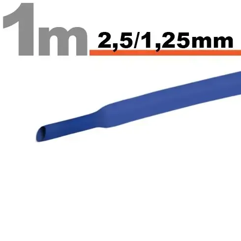 Tub termocontractant albastru 2.5 /1.25 mm 1m lungime