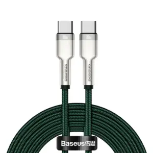 Cablu alimentare si date Baseus Cafule Metal Fast Charging USB Type-C - USB Type-C 100W braided 2m verde CATJK-D06