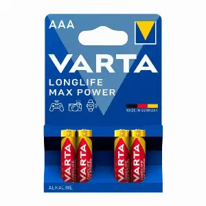 Set 4 baterii alcaline AAA LR03 VARTA LONGLIFE MAX POWER MICRO 4703 MINISTILO
