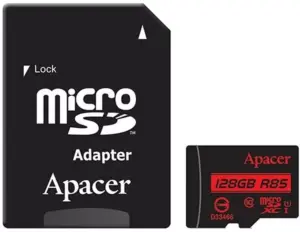 Card microSDXC UHS-I Apacer 128GB R85 clasa10 cu adaptor SD citire 85MB/s