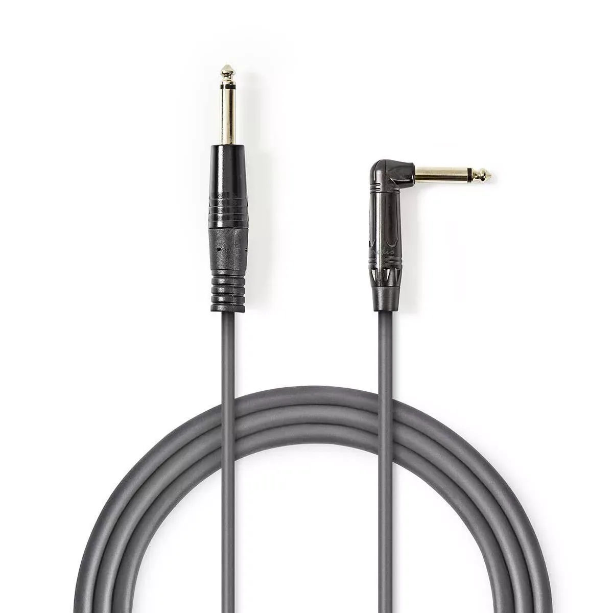 Cablu audio Jack mono 6.35 mm tata - 6.35 mm tata cotit 5m gri NEDIS