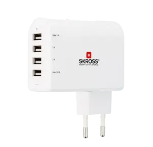 Stecher Skross EU cu 4 porturi USB alb 3x 1A 1x 2.4A