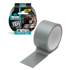 Banda adeziva intarita cu material BISON Grizzly Super Strong gri 10m