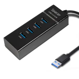 HUB extern SPACER SPH-4USB30-01 porturi USB3.0 x4 conectare prin USB3.0 cablu 1m negru