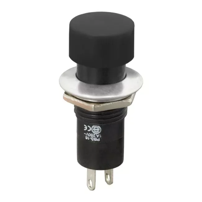 Intrerupator cu apasare 1 circuit 1A 250V OFF-ON negru cu retinere