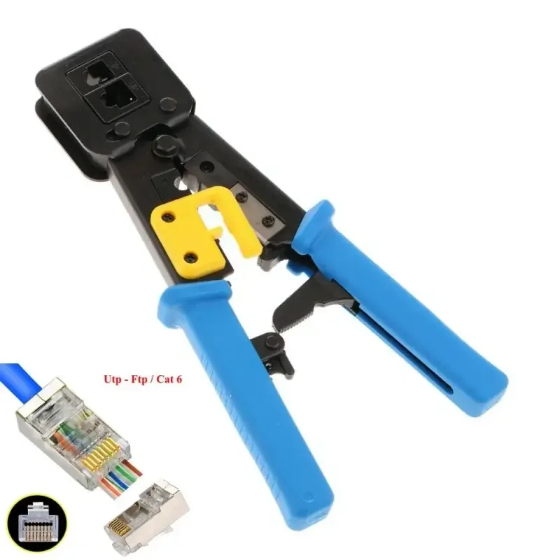 Cleste sertizare RJ45 /RJ11 /RJ12 cu taietor de fire pentru mufe cu Pass Trough