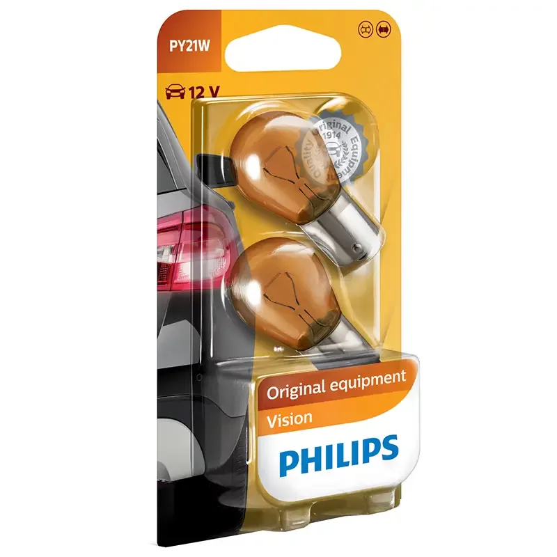 Set 2x bec auto 12V 21W PY21W PHILIPS 52372930 portocaliu